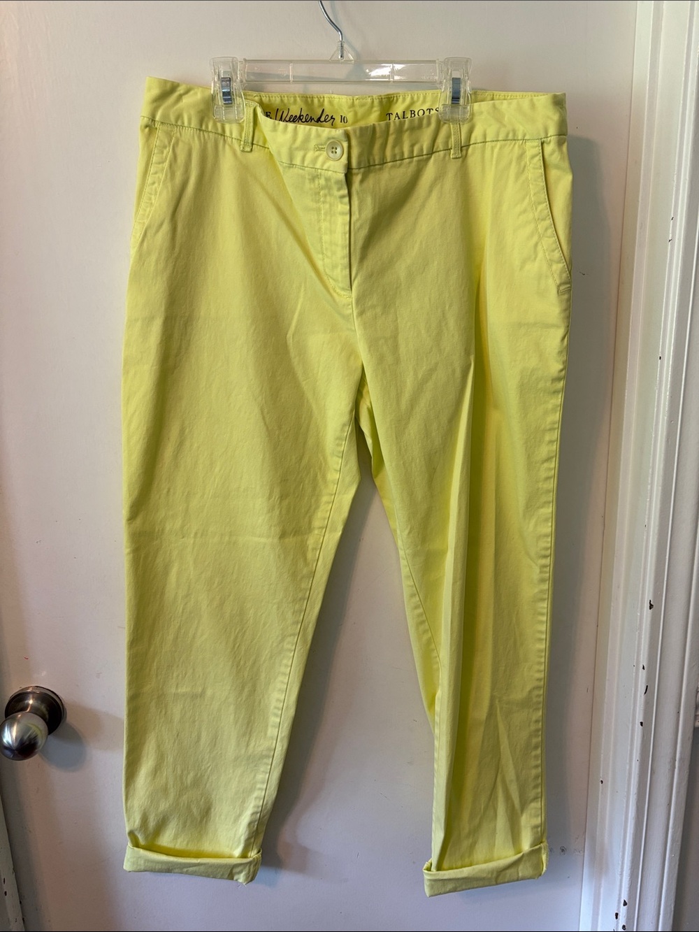 Talbots Bright Lime Yellow Cropped Chino Pants